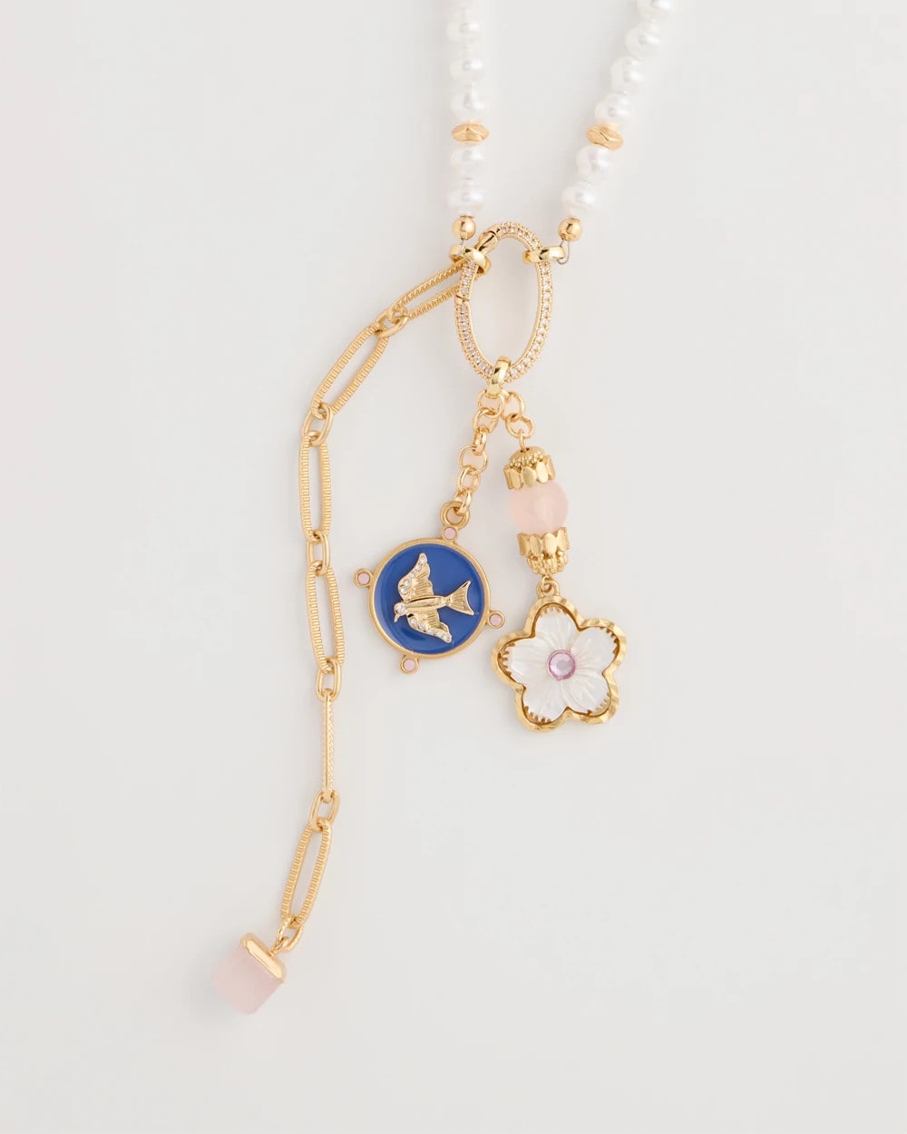 Orchid Medallion Pendant Pearl Necklace