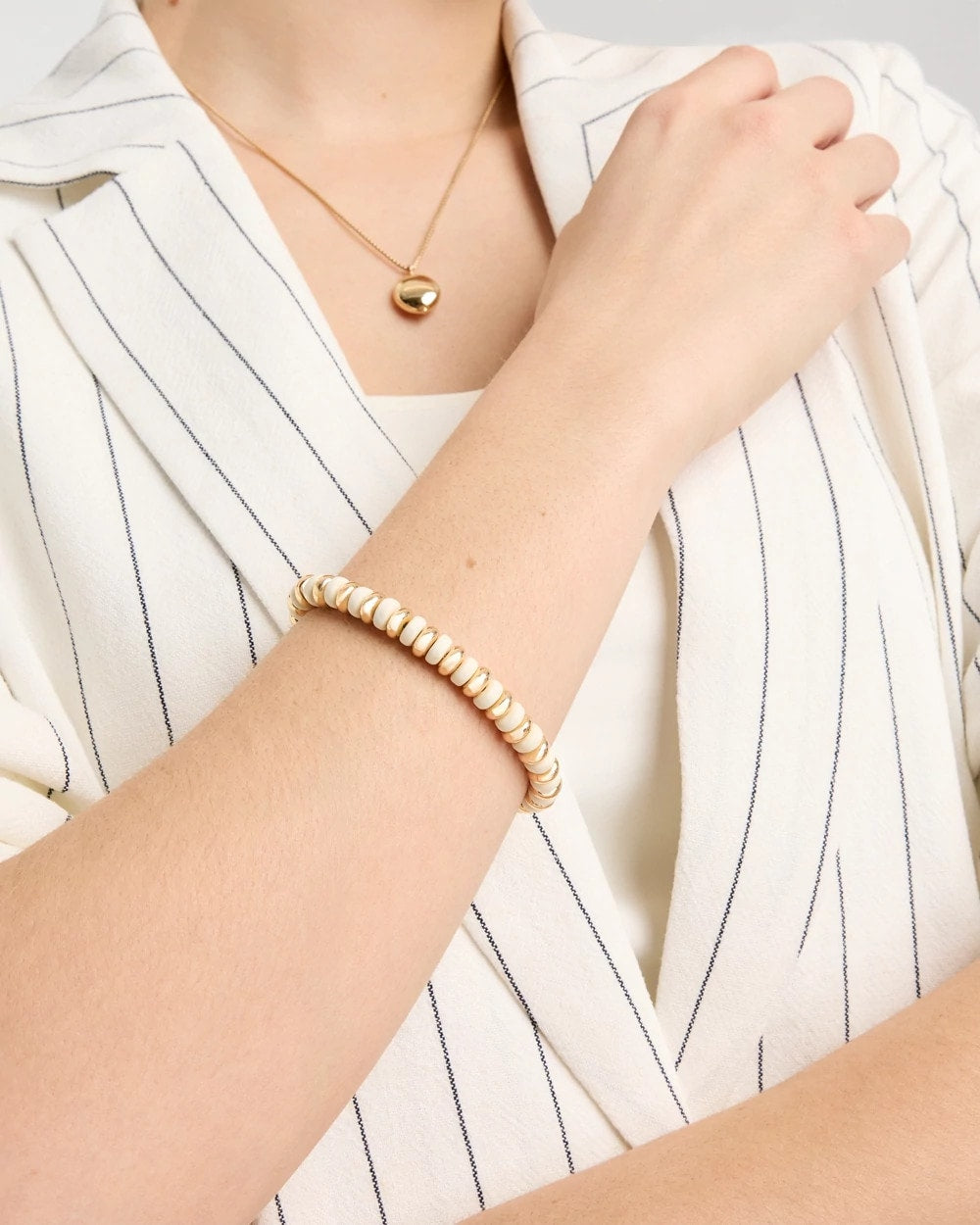 White White Gold Slice Stretch Bracelet