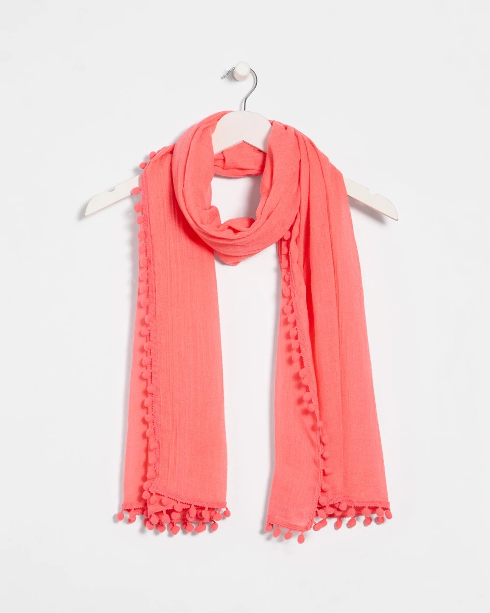 Calypso Coral Pom Pom Oblong Scarf