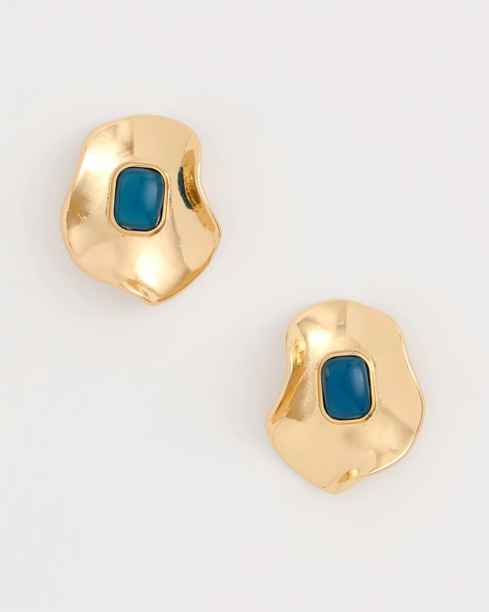 Blue Blue Resin Cab Oversized Stud Earrings