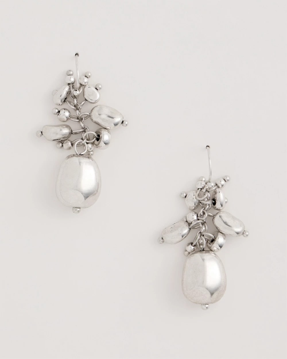 Silver Silvertone Cluster Earrings