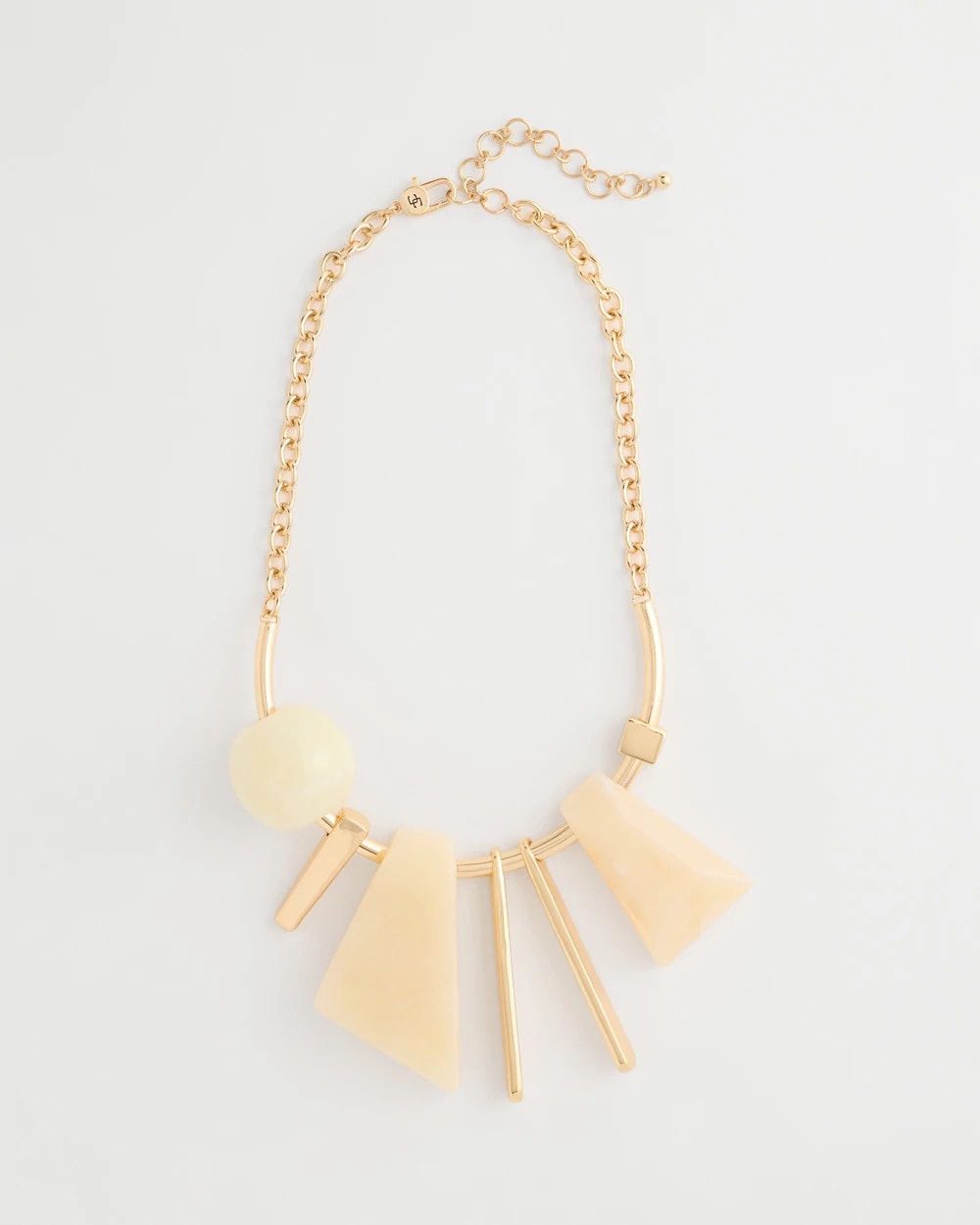 Neutral Faux Horn Geo Bib Necklace
