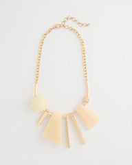 Neutral Faux Horn Geo Bib Necklace