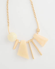 Neutral Faux Horn Geo Bib Necklace