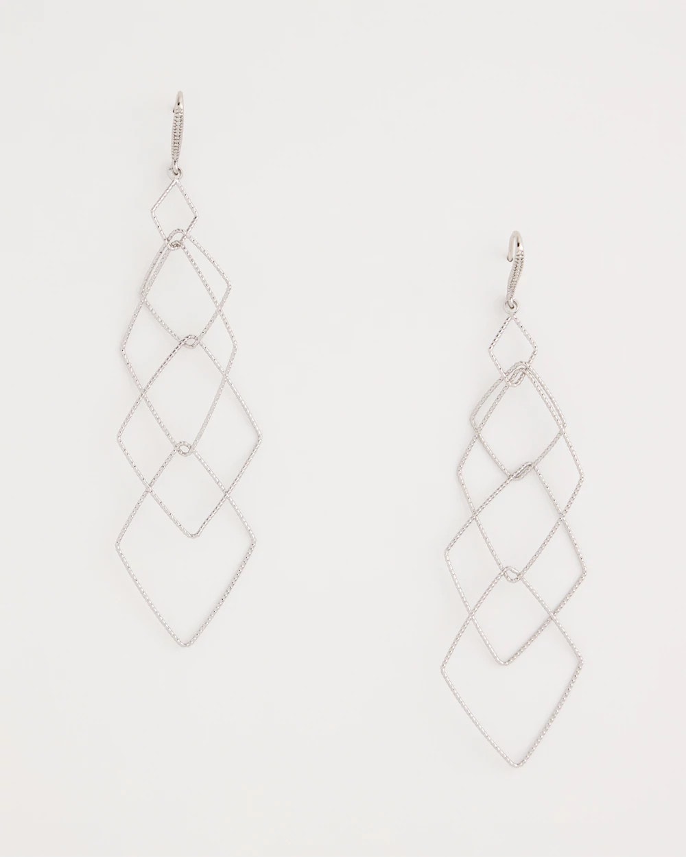 Silver Geo Linear Drop Earrings