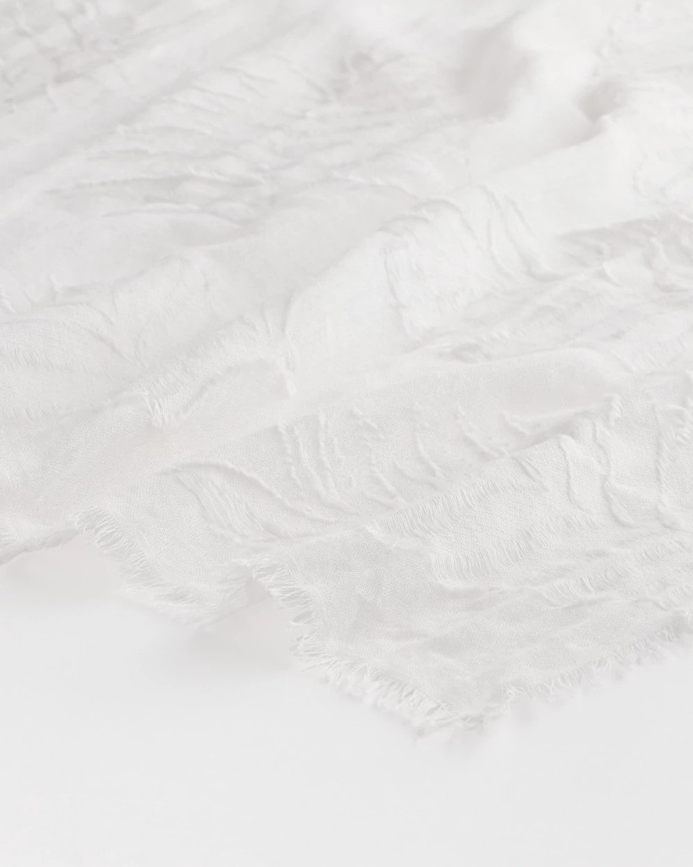 White Textured Palms Oblong Scarf