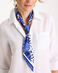 Amparo Blue Dutch Floral Polka-Dot Skinny Scarf