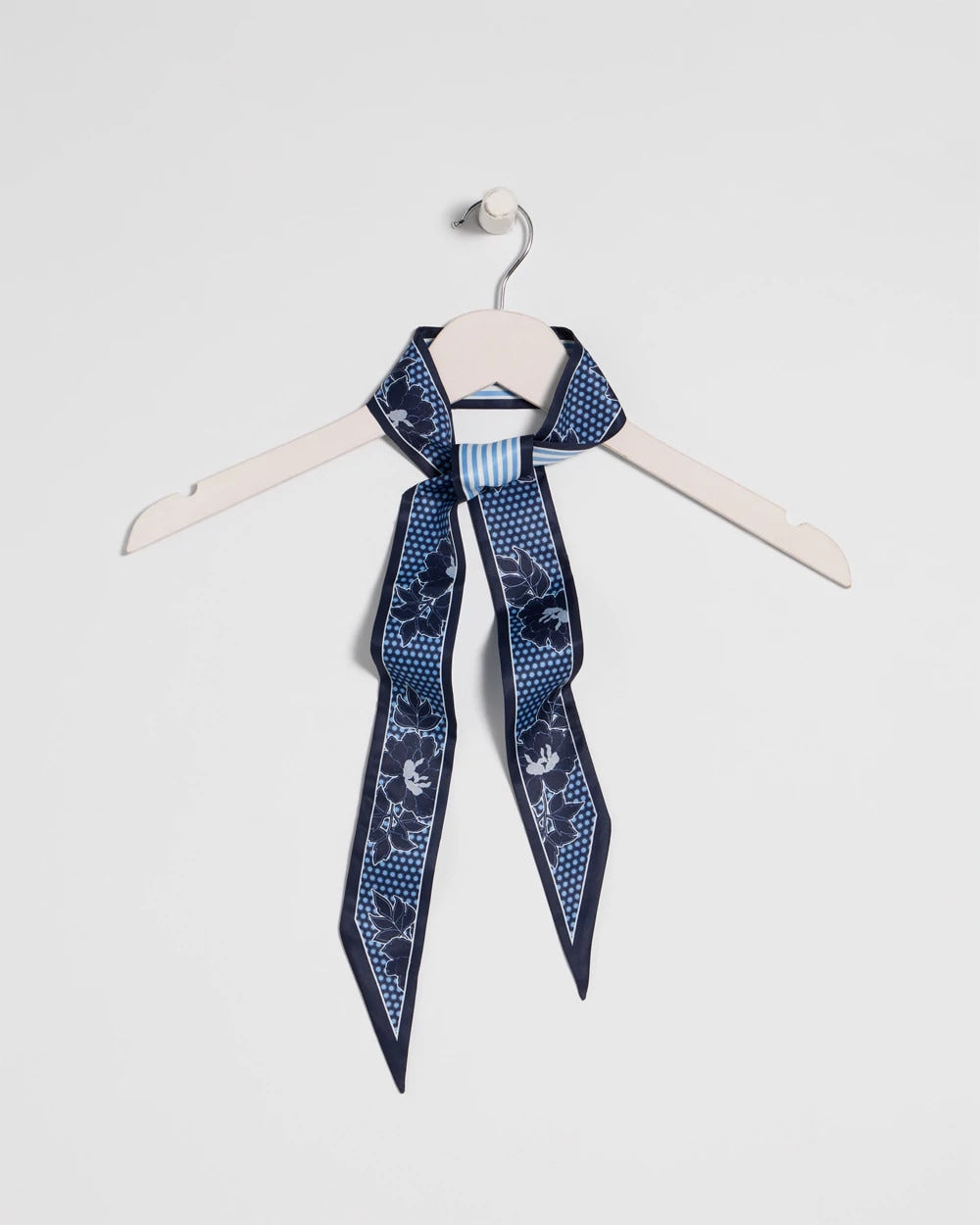 Passport Blue Ikebana Printed Skinny Scarf