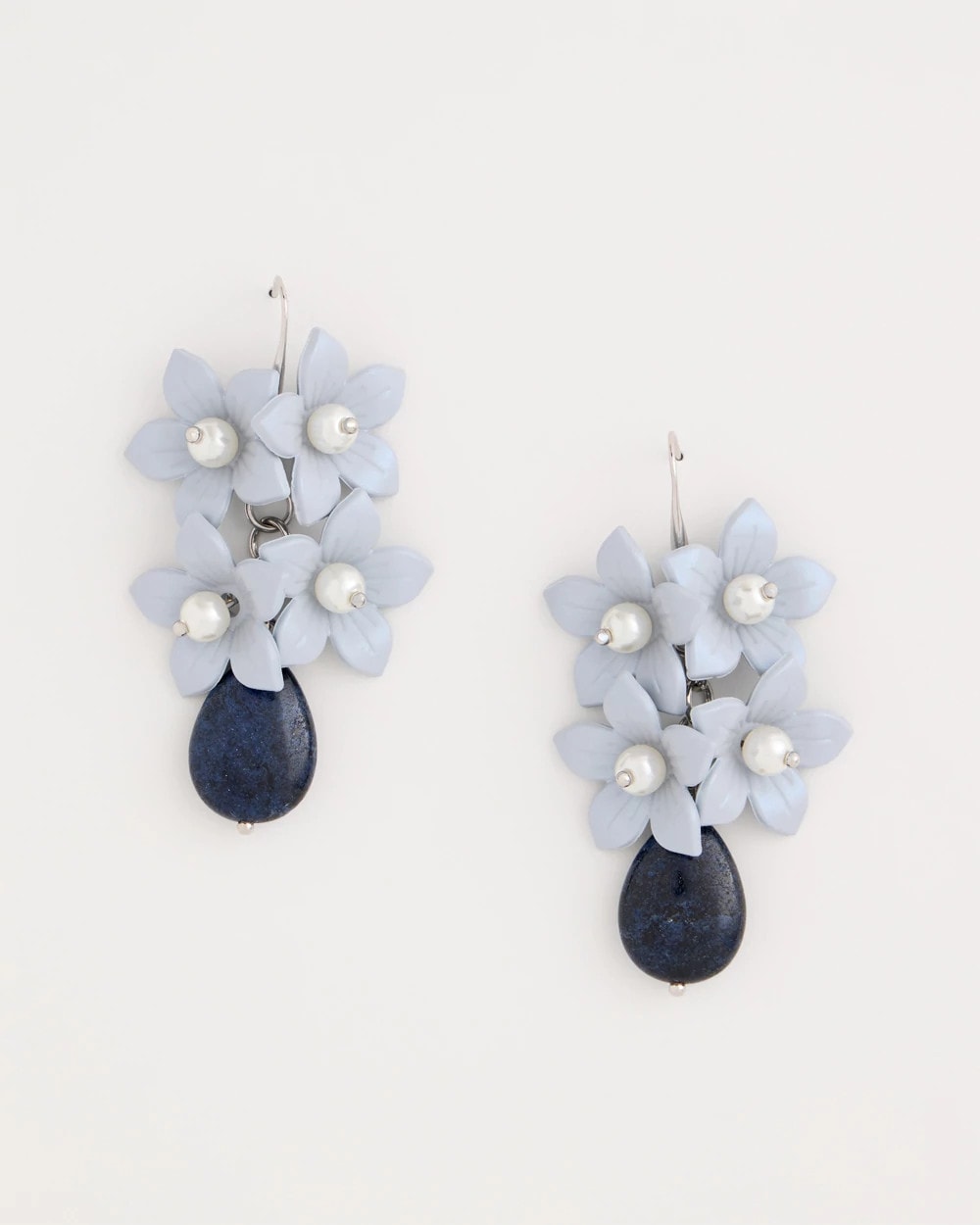 Blue Lapis Lazuli Stone Flower Earrings