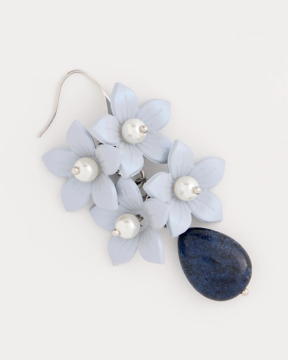Blue Lapis Lazuli Stone Flower Earrings