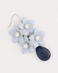 Blue Lapis Lazuli Stone Flower Earrings