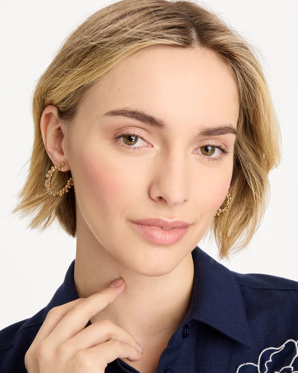 Gold Golden Beaded Hoop Earrings