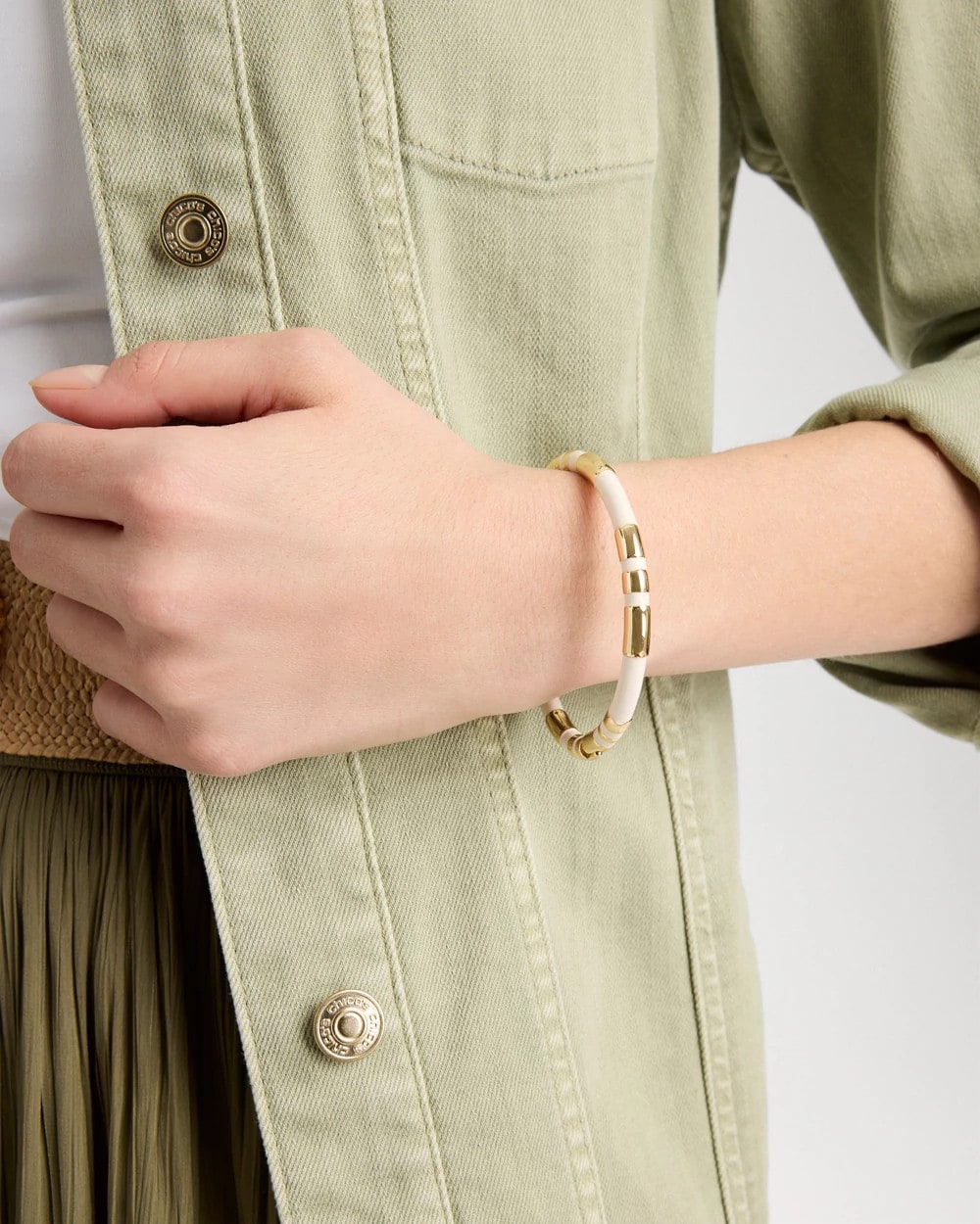 White White Enamel Hinge Bangle