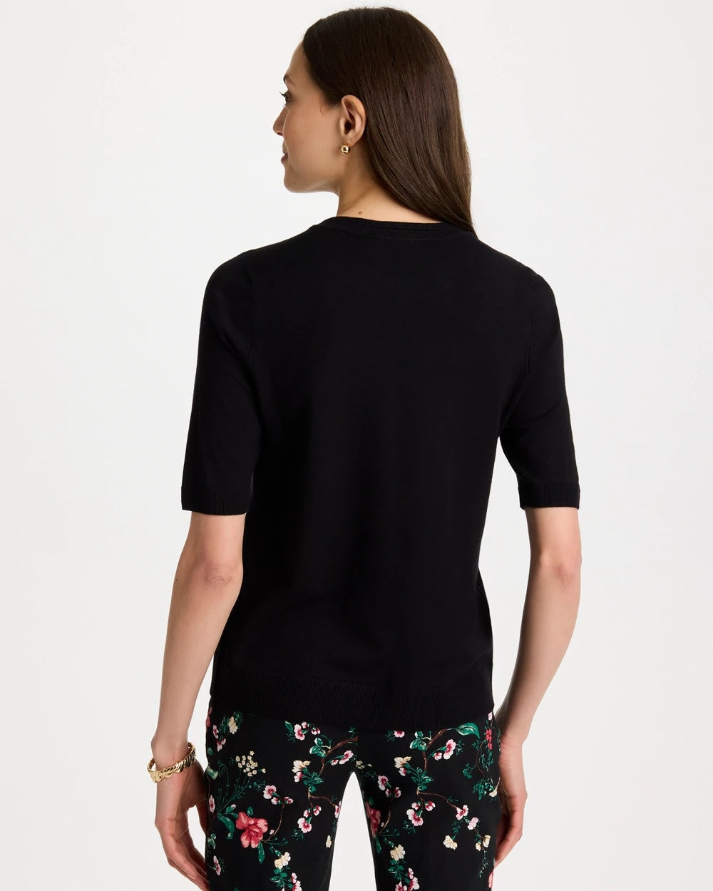 Black Ella Crewneck Pullover Sweater