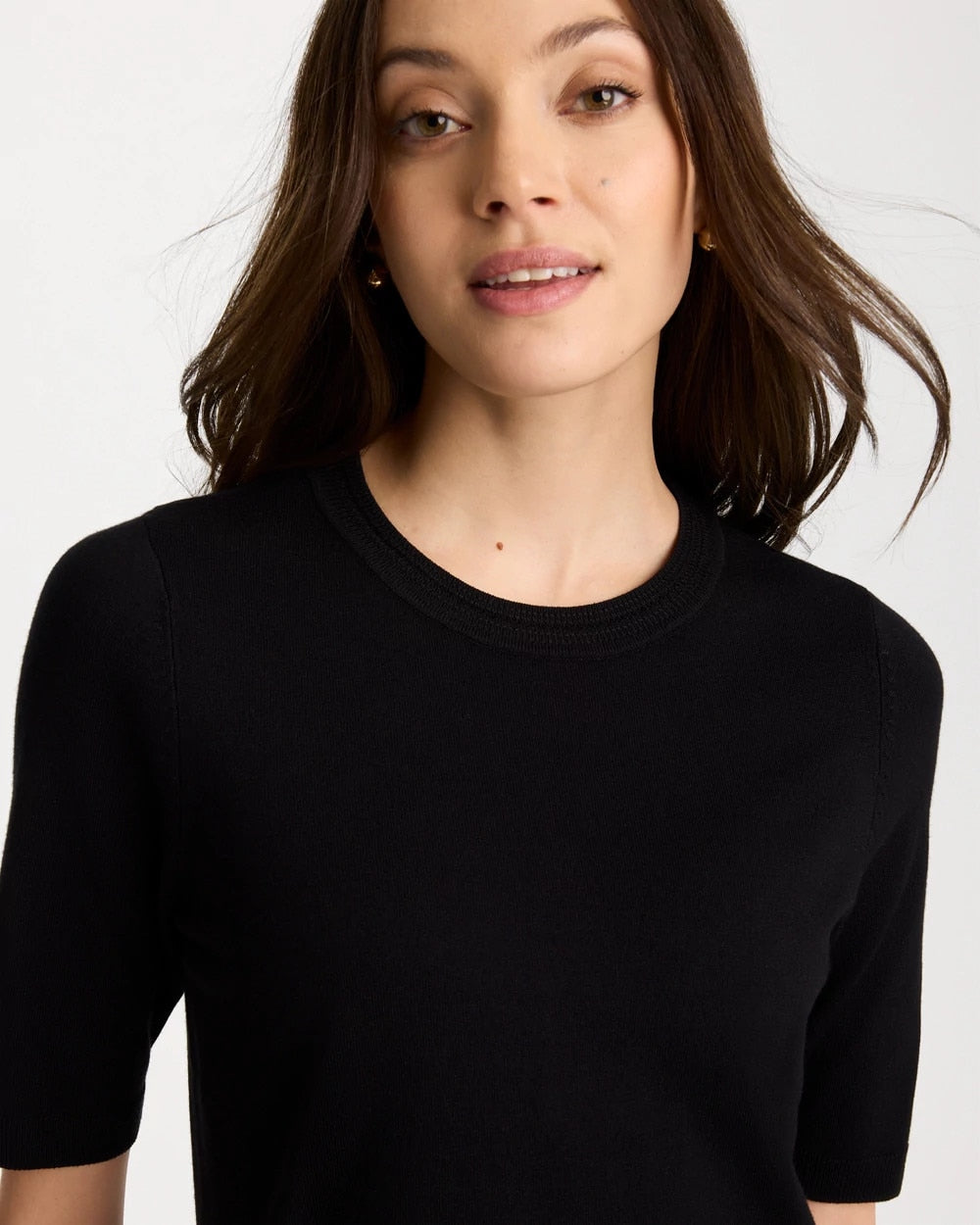 Black Ella Crewneck Pullover Sweater