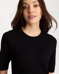 Black Ella Crewneck Pullover Sweater