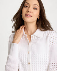 Alabaster Textured Button-Front Cardigan