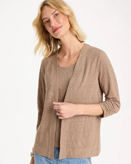 Topaz Smoke Linen Open Front Cardigan