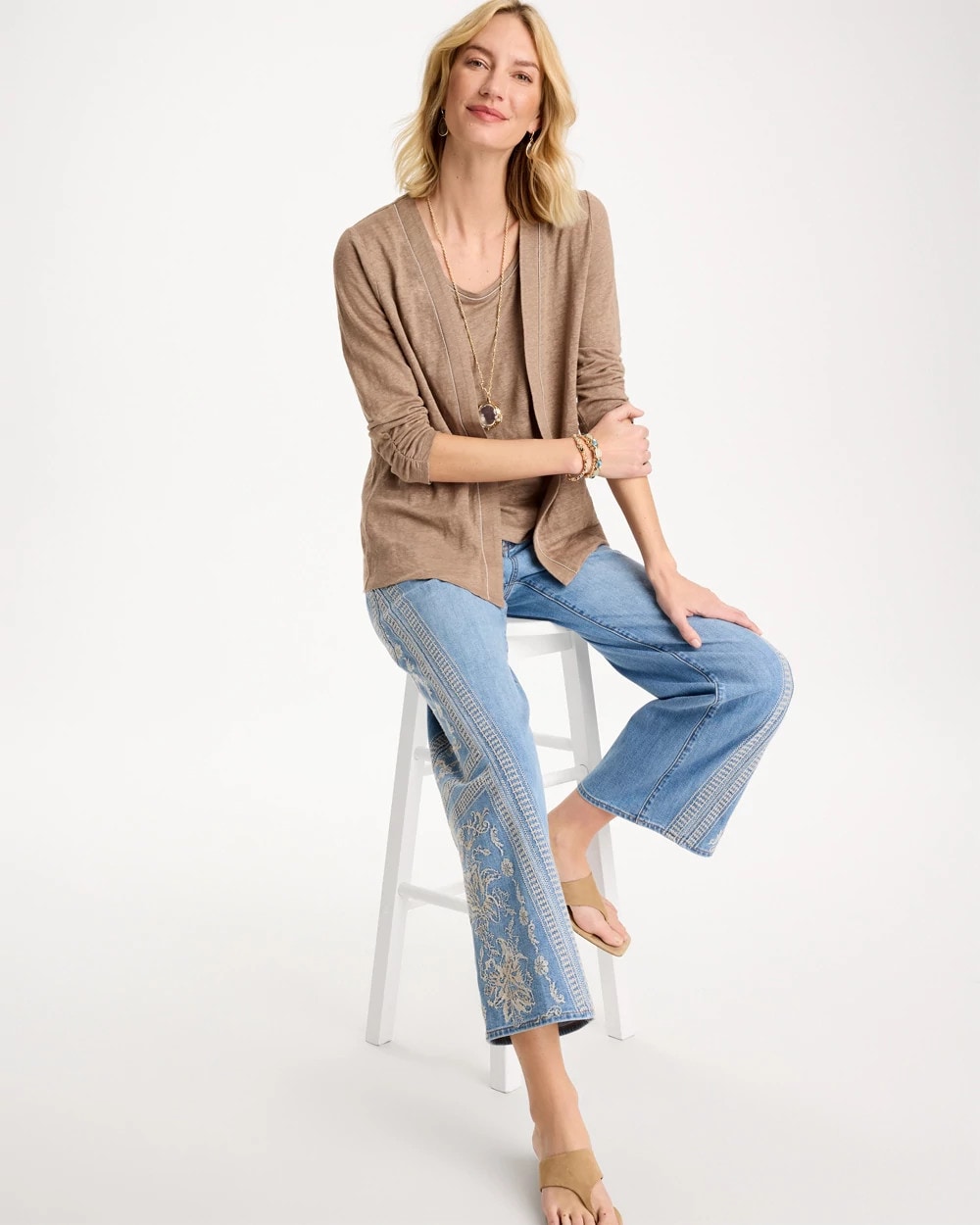 Topaz Smoke Linen Open Front Cardigan