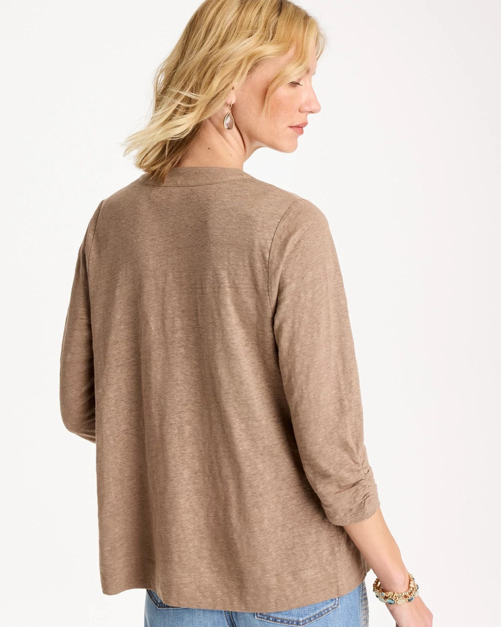 Topaz Smoke Linen Open Front Cardigan