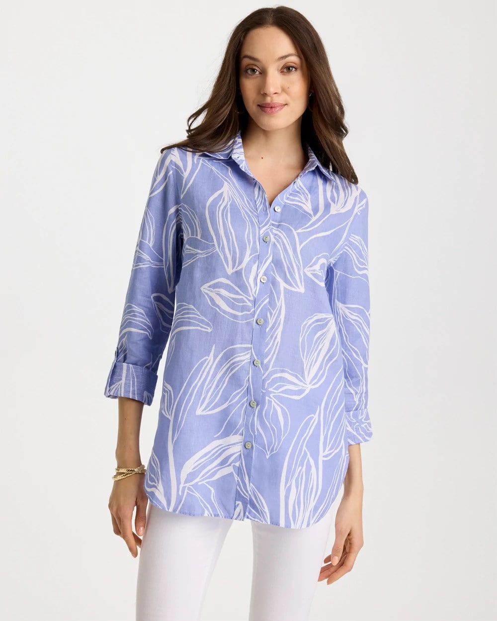 Blue Orchid No Iron™ Printed Linen Tunic