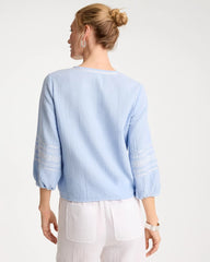 Blue Haven Cotton Gauze Tie-Front Blouse