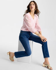 Sweet Blossom Floral Eyelet Sleeve Tee