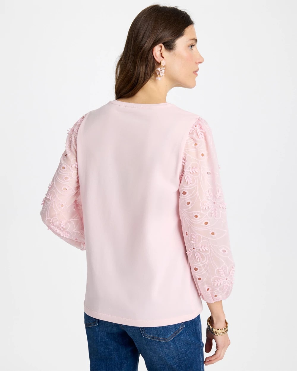 Sweet Blossom Floral Eyelet Sleeve Tee