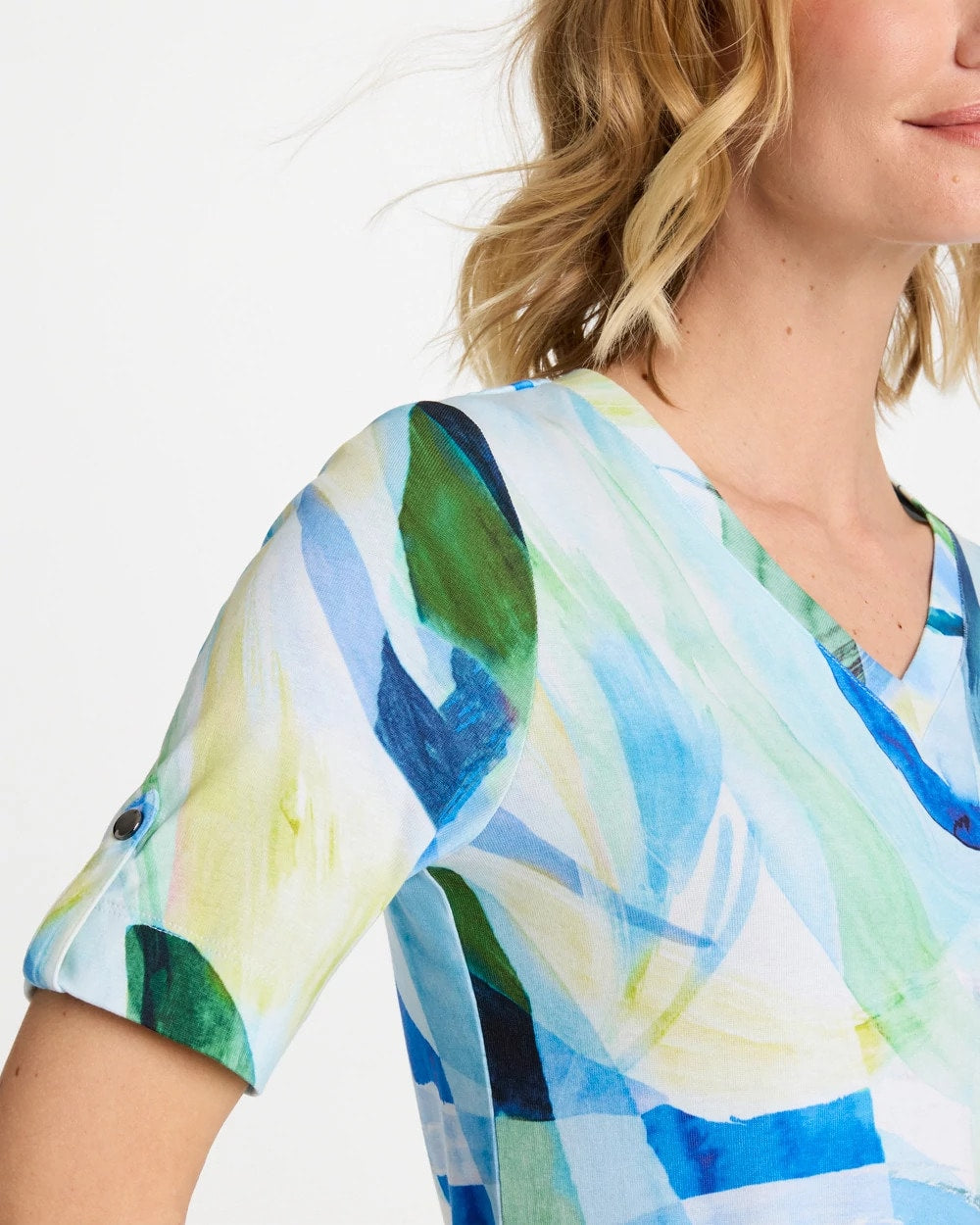 Amparo Blue Printed Pima V-Neck Tee