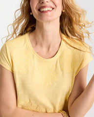 Golden Haze Monochrome Embroidered Cap-Sleeve Tee