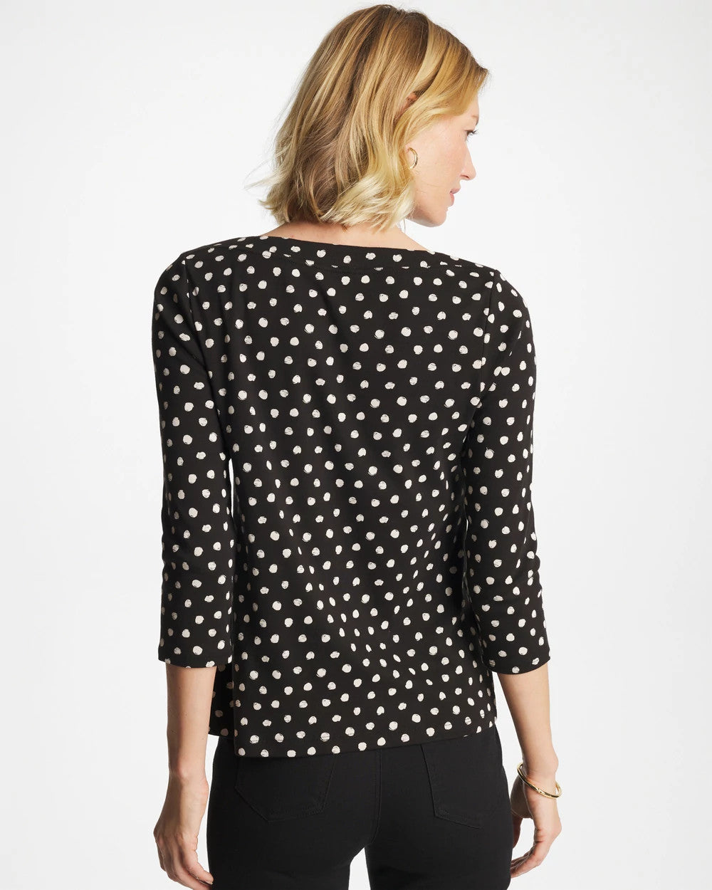 Black Polka Dot Pima 3/4 Sleeve Tee