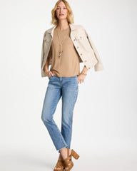 Cattail Brown Touch of Cool™ Ruched Sleeve Knit Tee