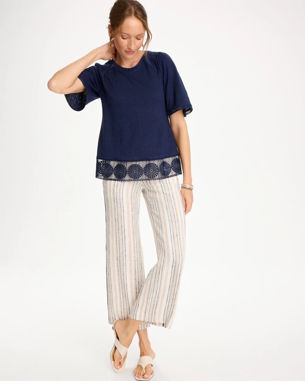 Passport Blue Linen Crochet Tee