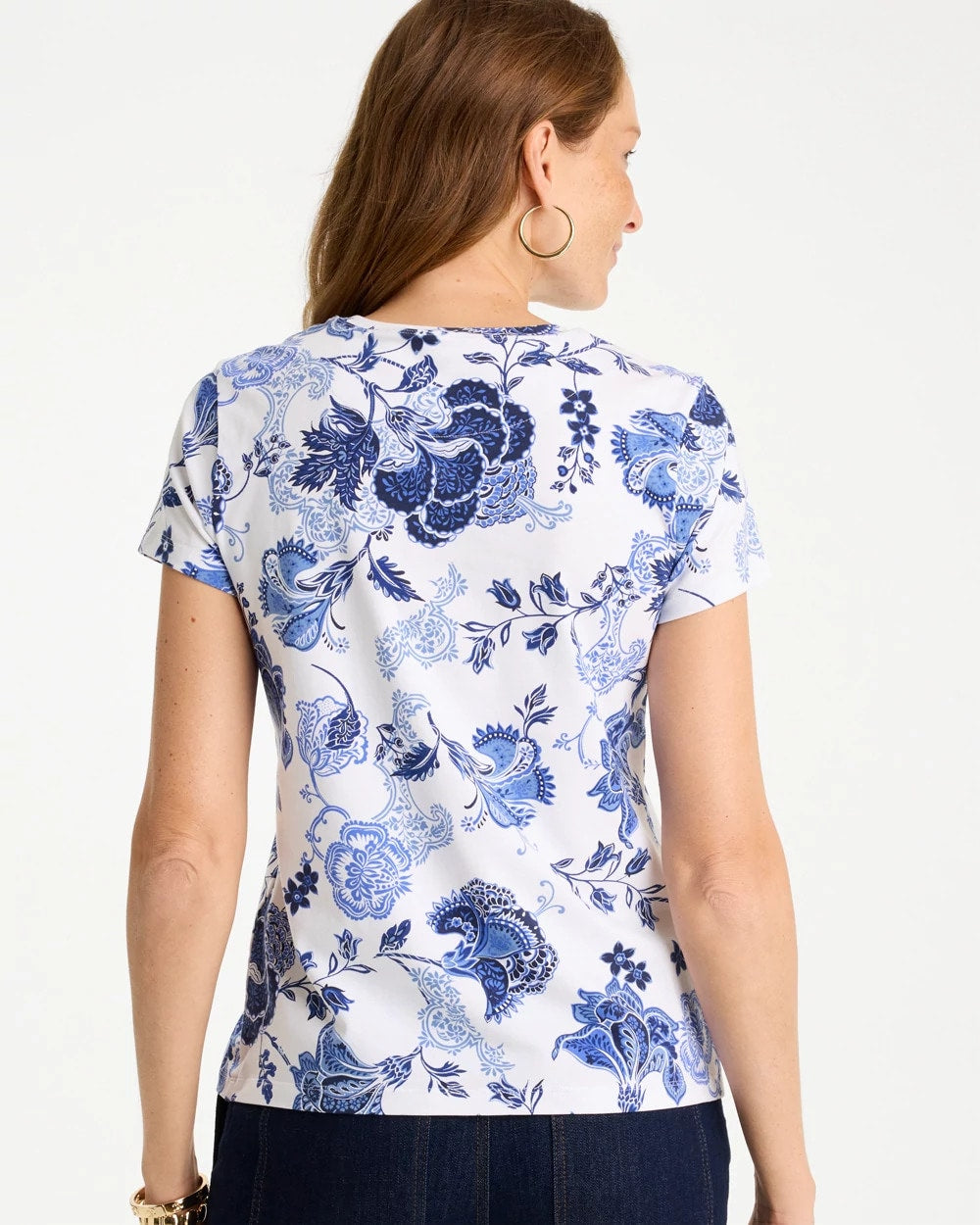 Passport Blue Jolene Cotton Stretch Cap Sleeve Tee