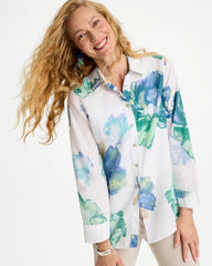 Passport Blue No Iron™ Printed Linen Shirt