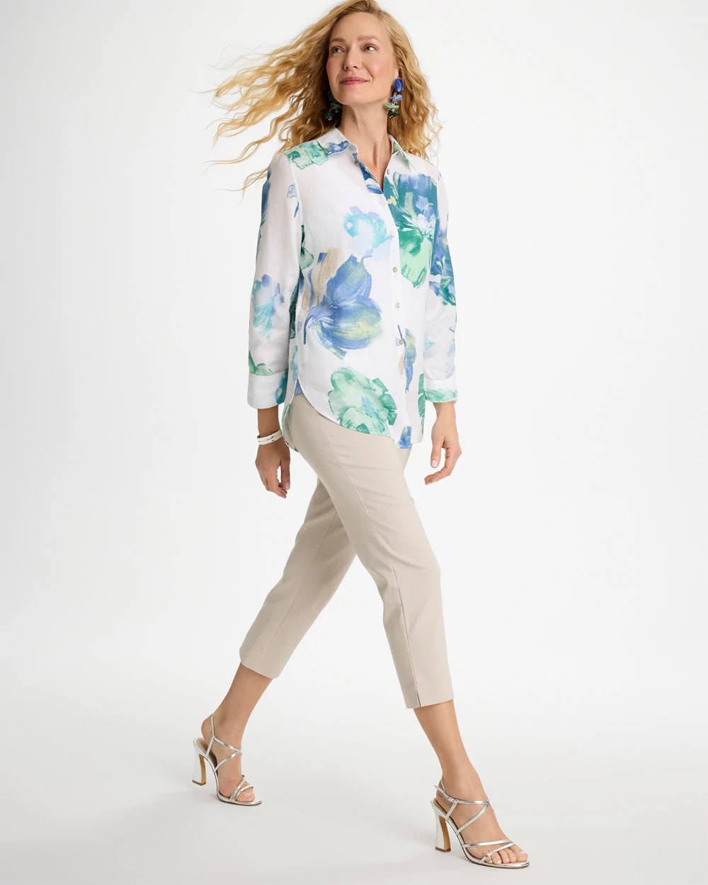 Passport Blue No Iron™ Printed Linen Shirt
