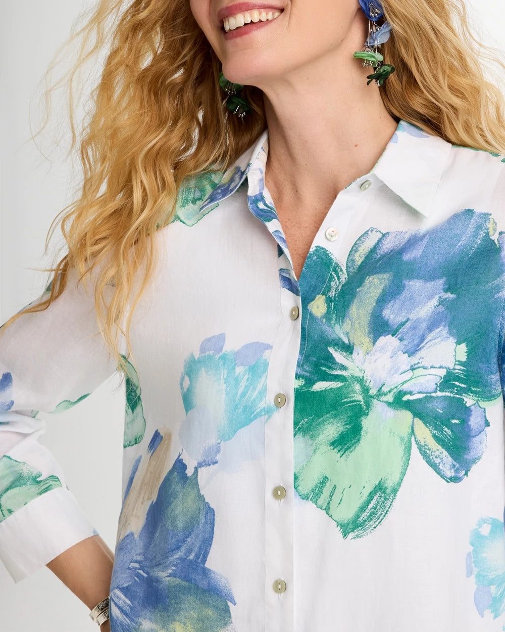 Passport Blue No Iron™ Printed Linen Shirt