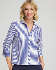 Hidden Sapphire Stripe Mixing Poplin Shirt