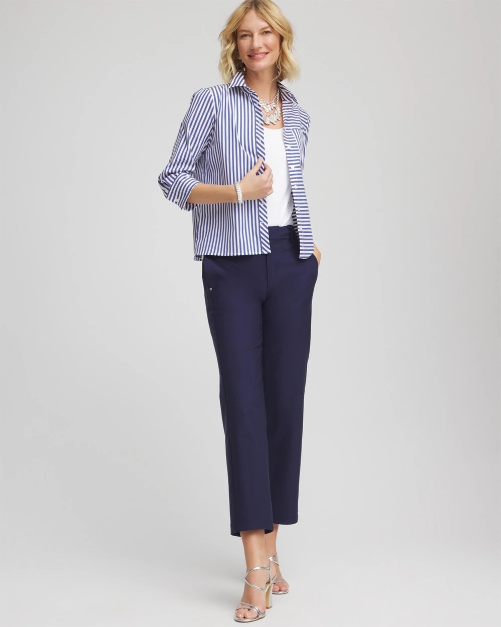 Hidden Sapphire Stripe Mixing Poplin Shirt