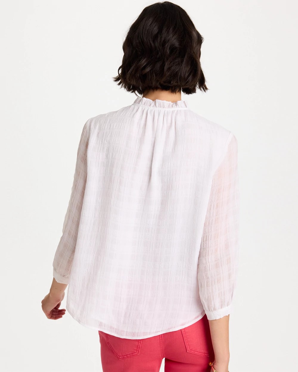 Alabaster Cutwork Trim Chiffon Blouse