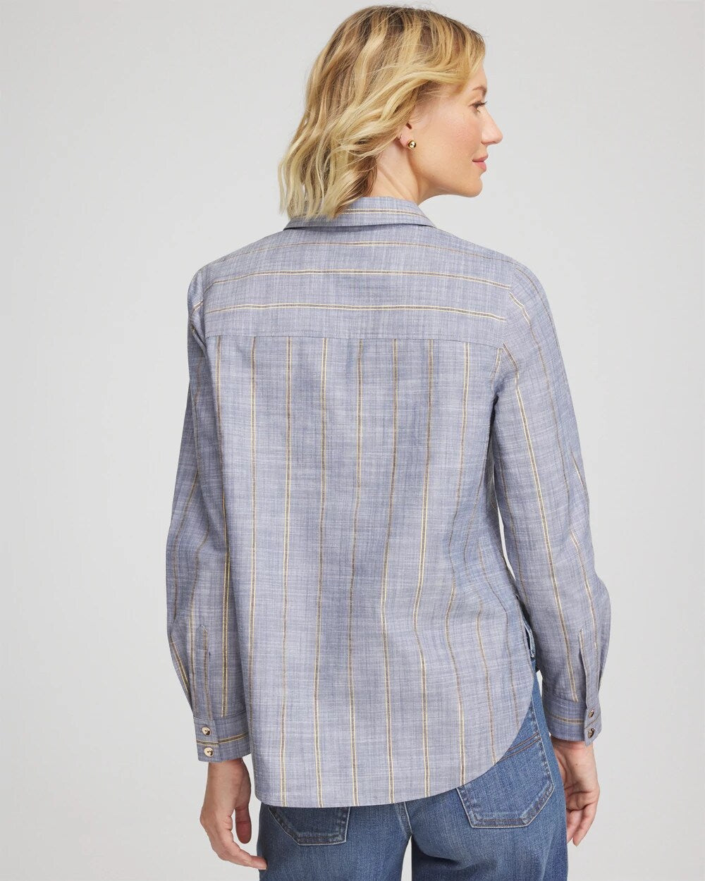 Indigo Chambray Striped Soft Popover