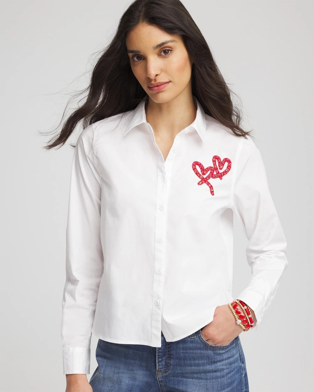 Alabaster Crystal Heart Poplin Shirt