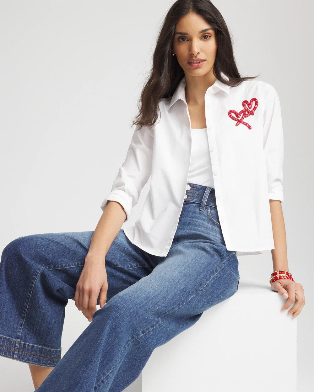 Alabaster Crystal Heart Poplin Shirt