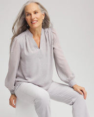 Dove Gray Georgette Clip Dot Blouse