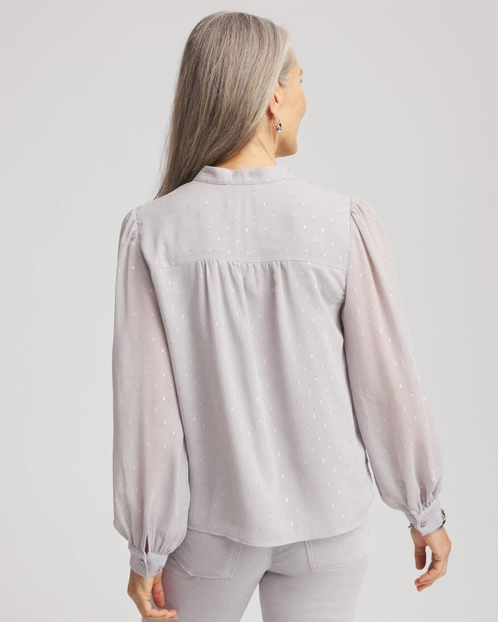 Dove Gray Georgette Clip Dot Blouse