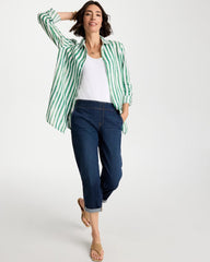 Hunter Green No Iron™ Striped Linen Tunic