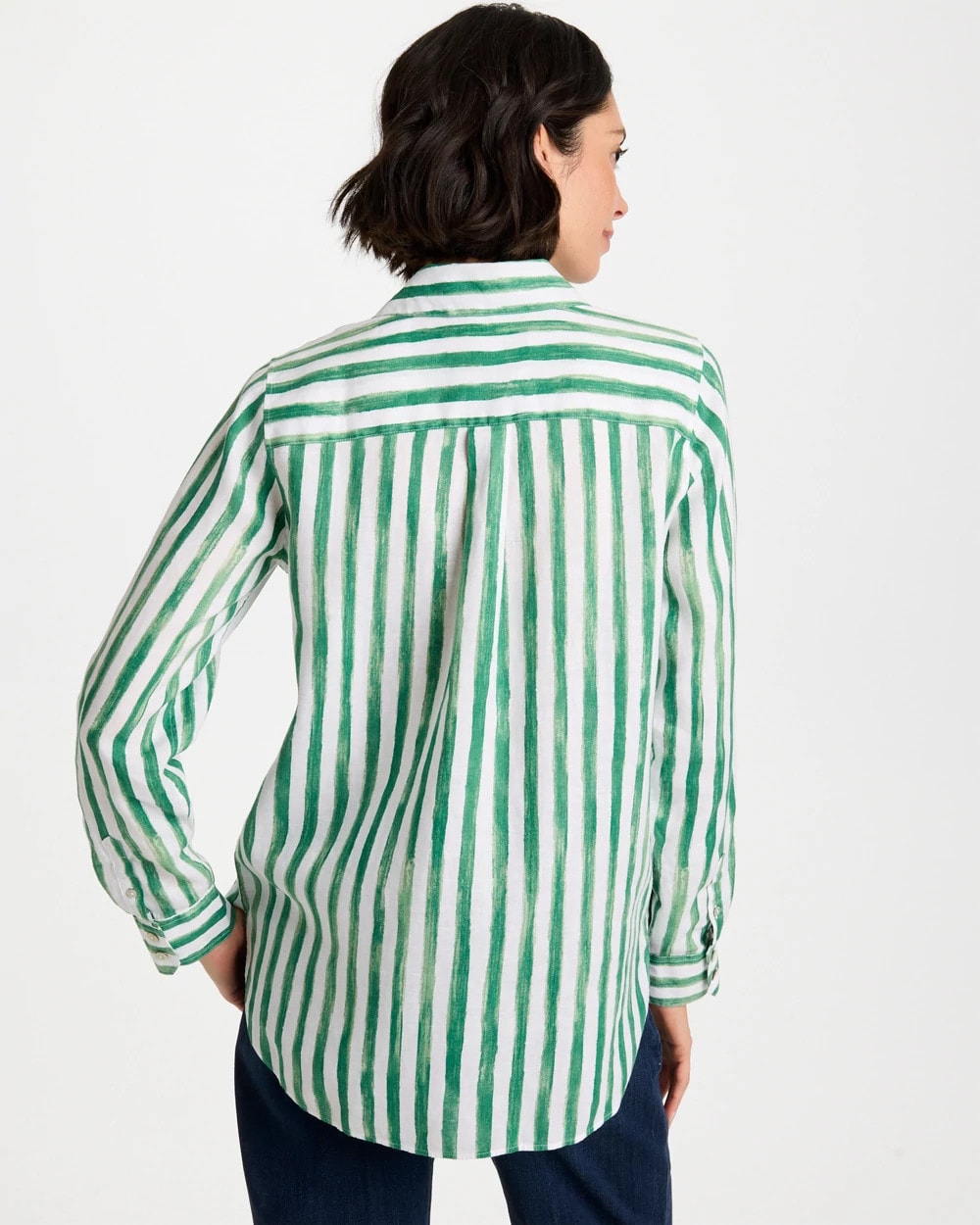 Hunter Green No Iron™ Striped Linen Tunic