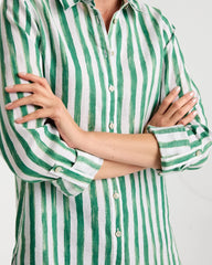 Hunter Green No Iron™ Striped Linen Tunic