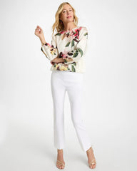 Hot Honeysuckle Crewneck Satin Bubble Hem Top