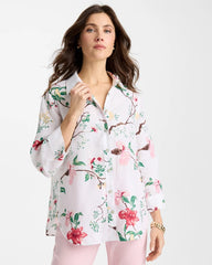 Hot Honeysuckle No Iron™ Kyoto Bloom Linen Shirt